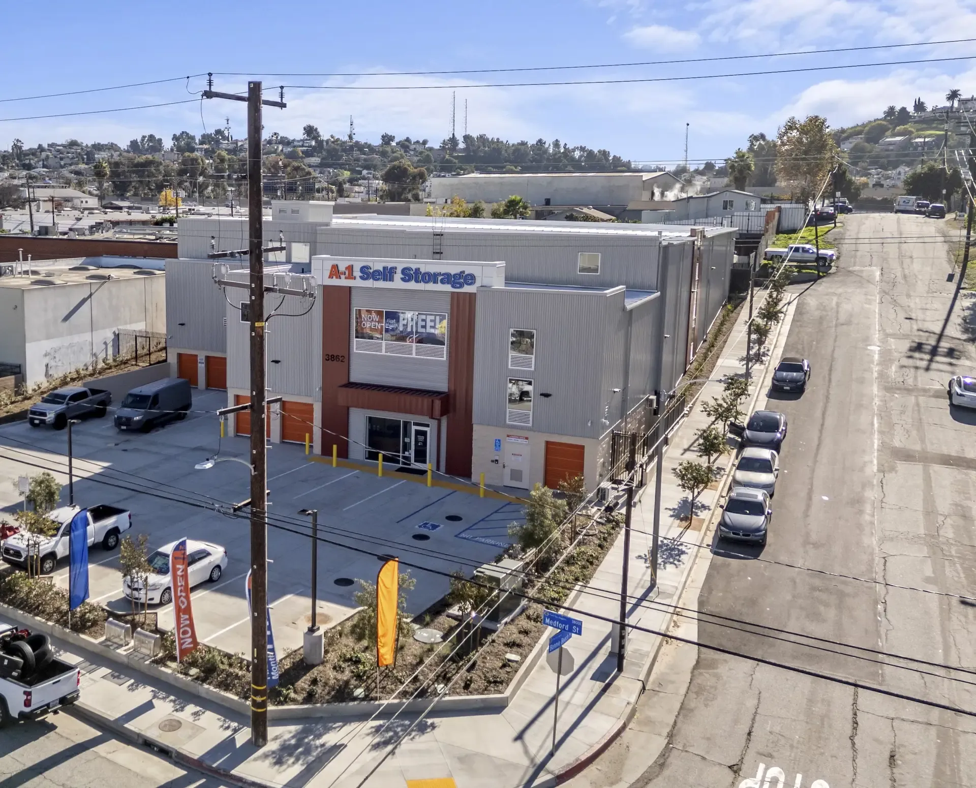 Front of facility and street